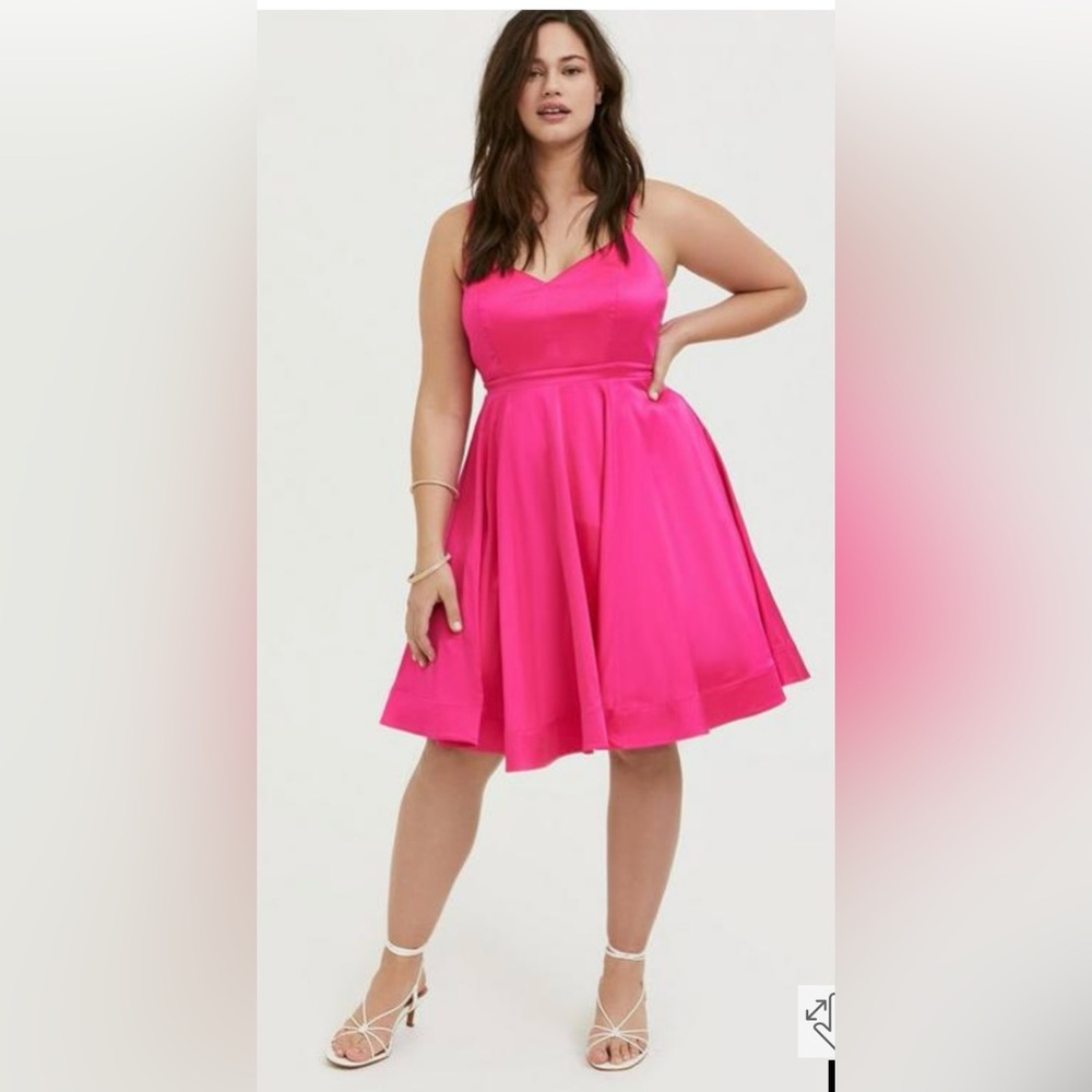 Torrid Mini Satin Skater Dress in Pink, Size 18